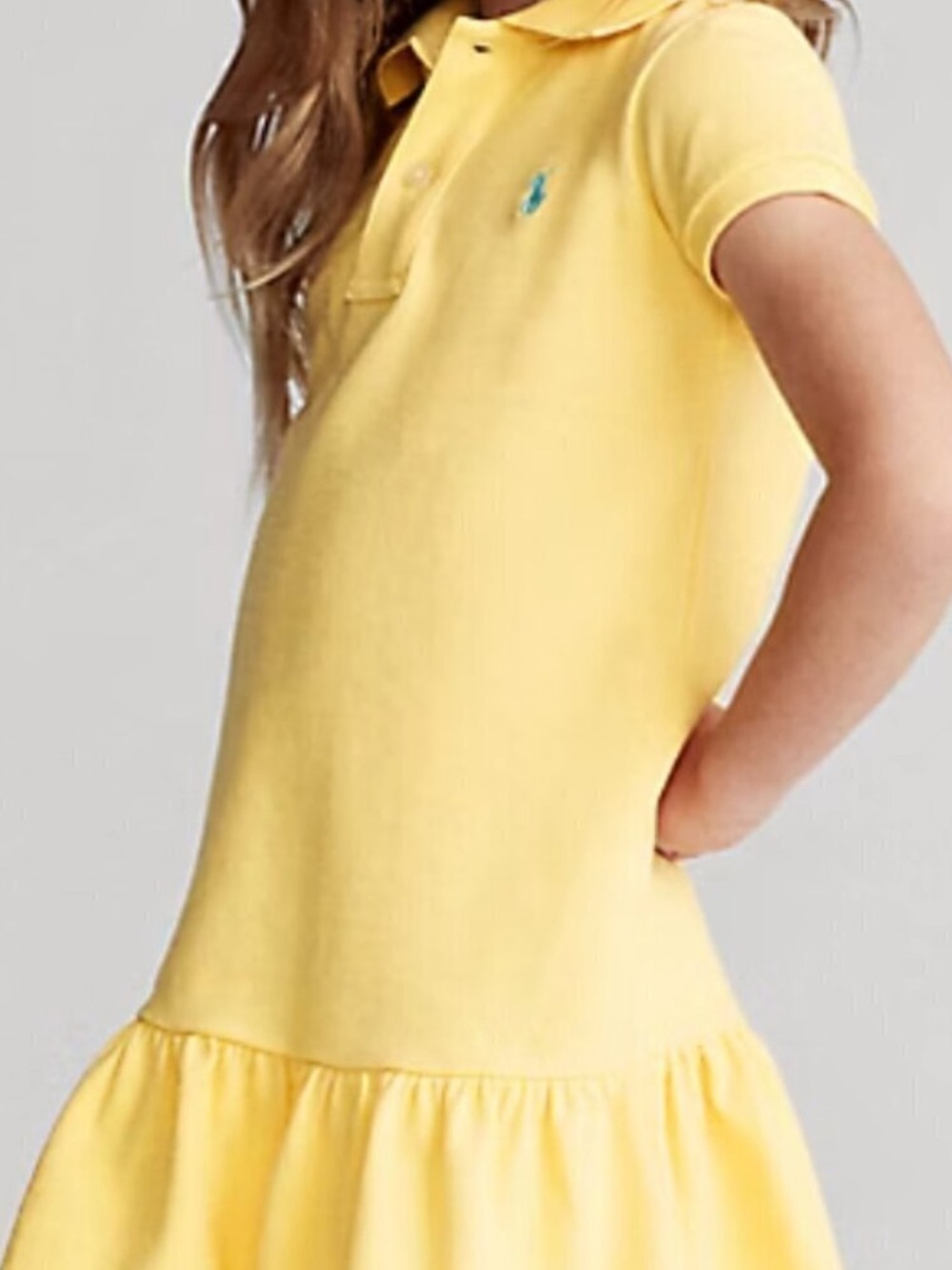 Polo by Ralph Lauren Girls' Yellow Polo Dress with Embroidered Pony